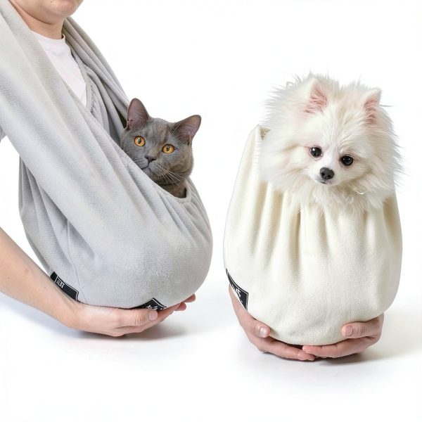 PAWPUBBY Cat Carrier Sling Soft Fleece Hands Free Pet Pouch-7