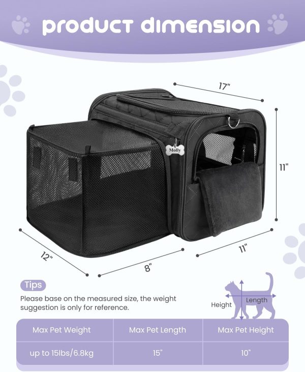 MIDOG Cat Carrier Expandable Airline Approved Pet Travel-4