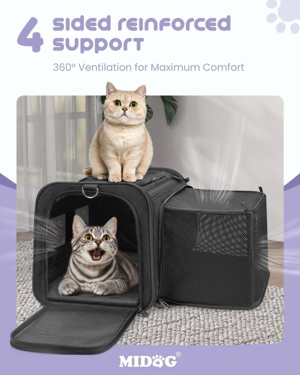 MIDOG Cat Carrier Expandable Airline Approved Pet Travel-7