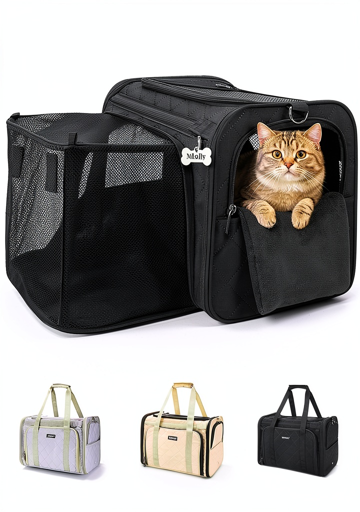 MIDOG cat carrier expanded view showing interior space and mesh windows