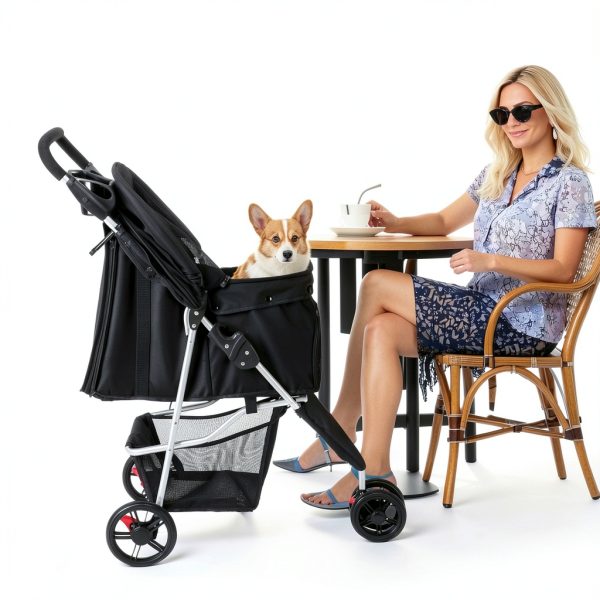 SMUG Pet Stroller Lightweight Foldable Mesh Cat Dog-6