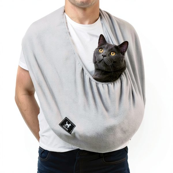 PAWPUBBY Cat Carrier Sling Soft Fleece Hands Free Pet Pouch-3