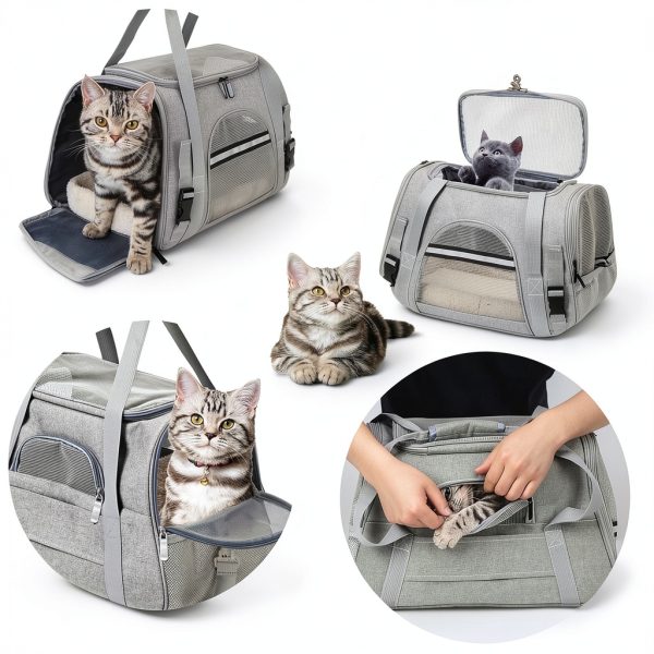SZZJKJ Airline Approved Cat Carrier Foldable Pet Travel Bag-2