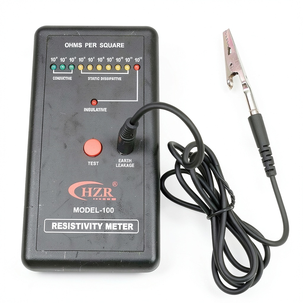 Technician using CINARIS HZR-100 static tester on a circuit board