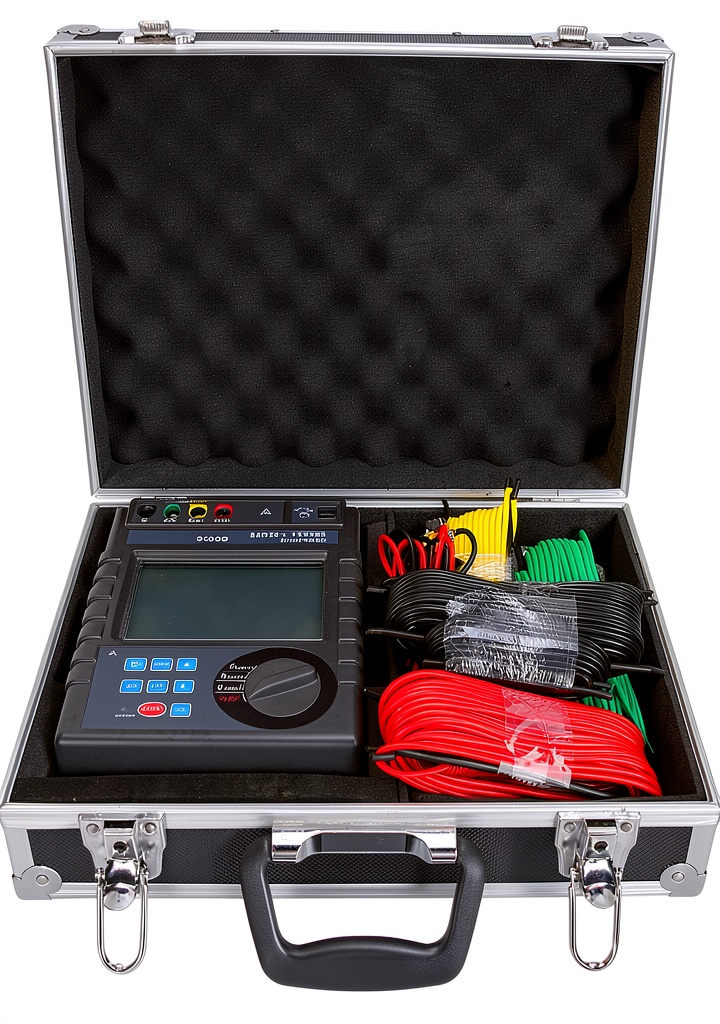 Installing Ground Resistance Meter Kafuty-1 Digital LCD Blue on a wooden desk