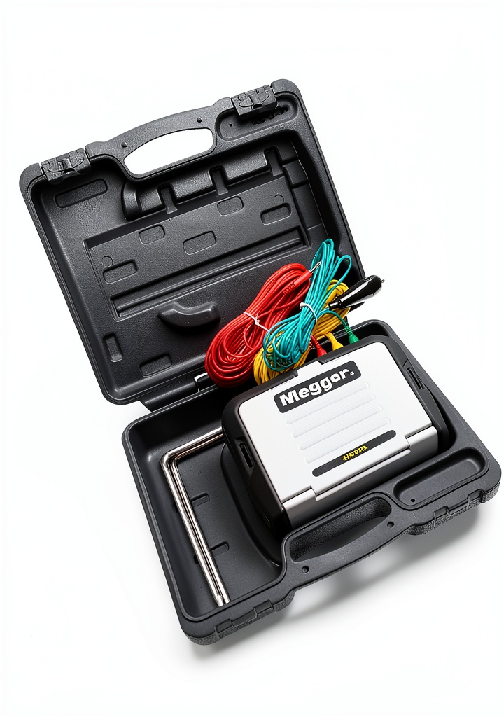Installing Megger DET3TD Ground Resistance Meter IP54 on a wooden desk