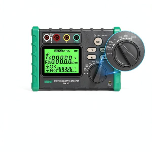 DUOYI Ground Resistance Tester DY4100A 6‑AA Battery Digital Meter with-3