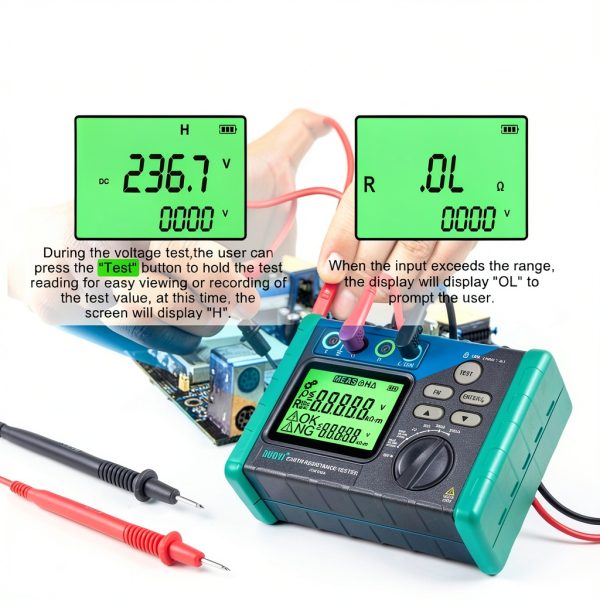 DUOYI Ground Resistance Tester DY4100A 6‑AA Battery Digital Meter with-7