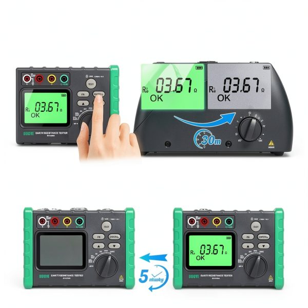 DUOYI Ground Resistance Tester DY4100A 6‑AA Battery Digital Meter with-6