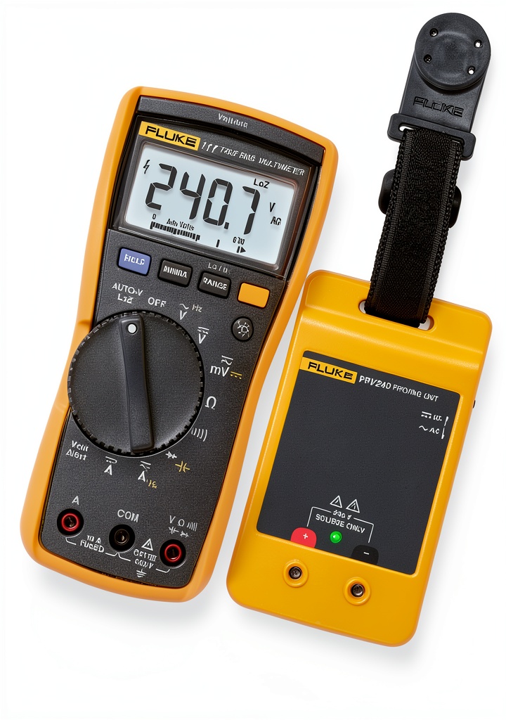 Installing Fluke 117 Proving Unit Kit with PRV240 Ground Resistance Meter Black on a wooden desk