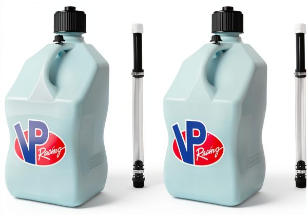 VP Racing 3632-CA, 5.5-Gallon Square Motorsport Jug Sky w/ 14" Deluxe Hose Close-Trimmed Cap and Neck for Tight Seal (2 Pack)-0