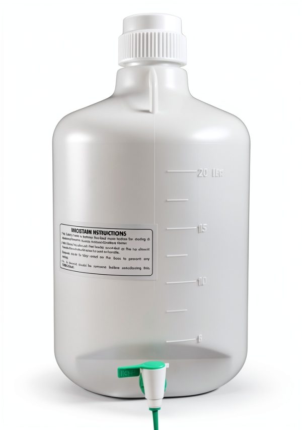 EISCO Carboy Bottle with Stopcock, 20 Liter Capacity, White Premium Polypropylene with 2 Handles Labs-0