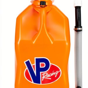VP Racing 3572-CA, 5.5-Gallon Square Motorsport Jug Orange w/ 14" Deluxe Hose Close-Trimmed Cap and Neck for Tight Seal (1 Pack)-0