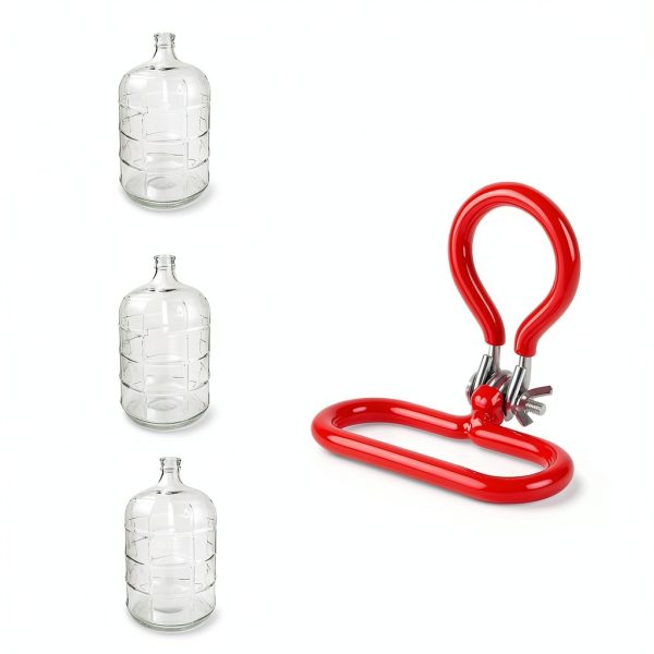 1 Pack Carboy Handle Heavy Duty Carboy Holder for Smooth Neck 3 Gallon 5 Gallon 6 Gallon 6.5 Gallon Glass Carboys Portable Glass Carboy Handle(Red)-5