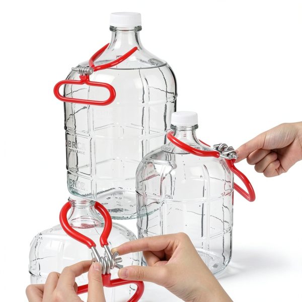 1 Pack Carboy Handle Heavy Duty Carboy Holder for Smooth Neck 3 Gallon 5 Gallon 6 Gallon 6.5 Gallon Glass Carboys Portable Glass Carboy Handle(Red)-4