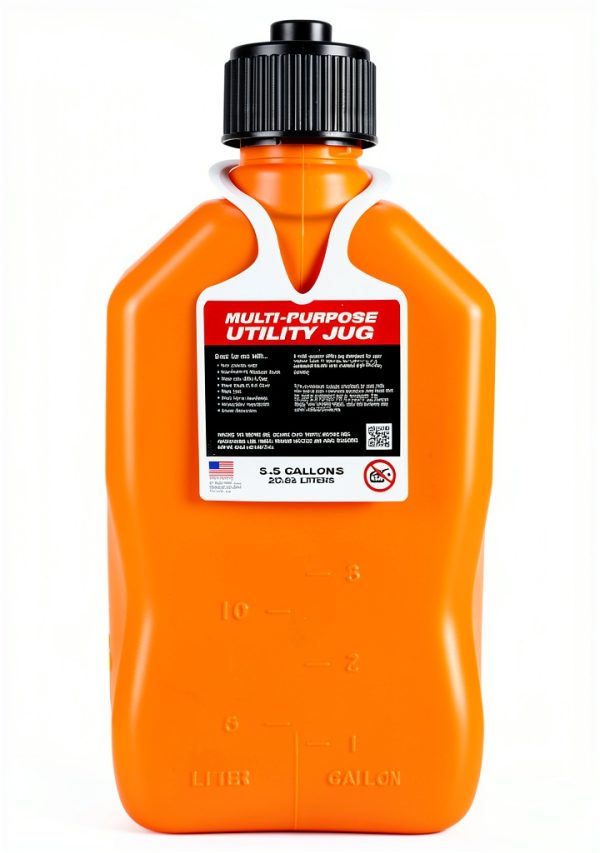 VP Racing 3572-CA, 5.5-Gallon Square Motorsport Jug Orange w/ 14" Deluxe Hose Close-Trimmed Cap and Neck for Tight Seal (1 Pack)-4